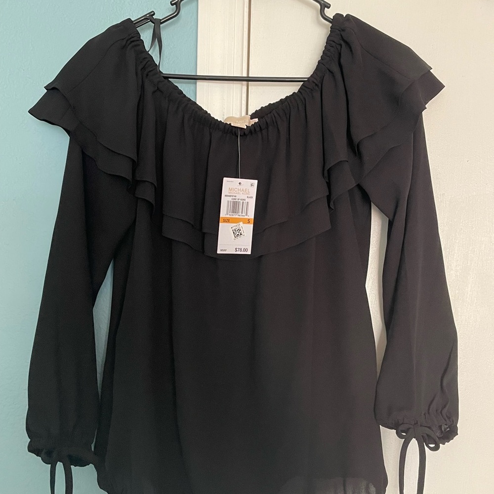 Michael Kors Black Ruffle Blouse